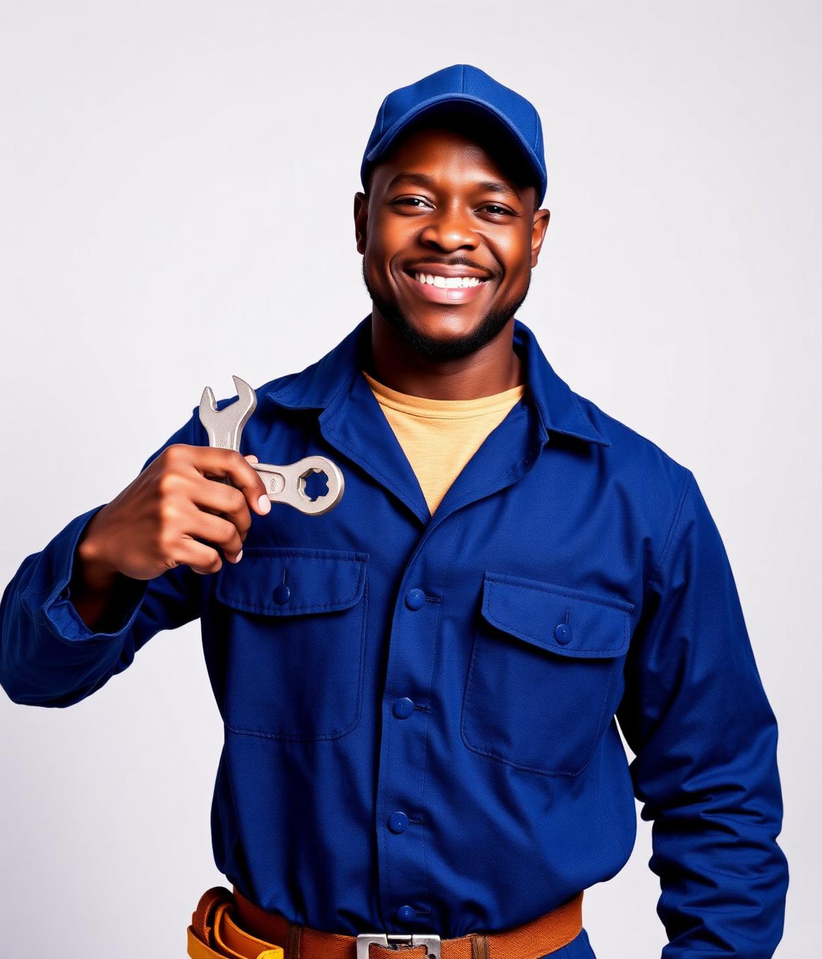 Smiling Nigerian plumber